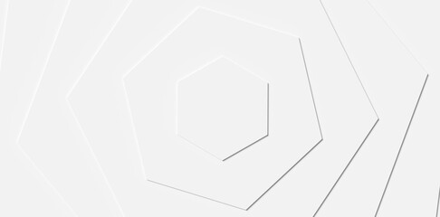 Modern minimal white stacked rotating honeycomb or hexagon geometrical pattern background close up with copy space