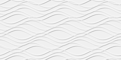 Grid of white smooth offset curves or waves geometry background wallpaper banner, flat lay top view