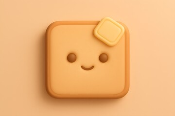 A similar toast-shaped character with butter on the right, featuring smooth shadow for depth and a soft smile.