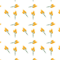 seamless pattern with yellow tulips,minimalist flower set, cute packaging design