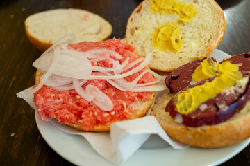 Open-Faced Raw Meat Sandwich