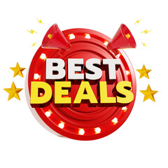 best deals  graphic with megaphone and coins