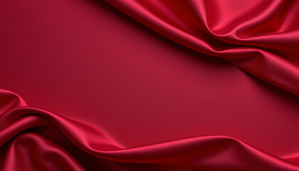 Obraz premium Luxurious red fabric drapes elegantly, showcasing smooth, shiny texture and rich color. soft folds create sense of depth and warmth, perfect for various design projects
