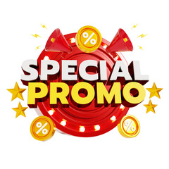 special promo graphic with megaphone and coins