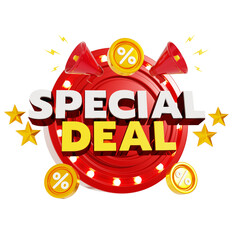 special deal graphic with megaphone and coins