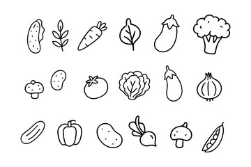 Vegetable element set, various types of vegetable elements. Vegetable set