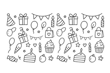 Birthday elements set, various types of birthday elements. Birthday set