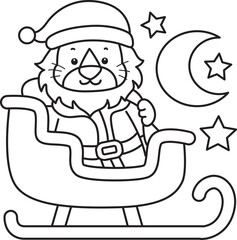 Outline of Cute Lion icon. Lineart of Funny baby Lion animal series stock illustration. life of fluffy Lion designs.