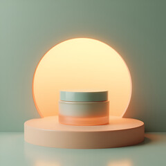 Modern Product Display Podium with Natural Light Shadows