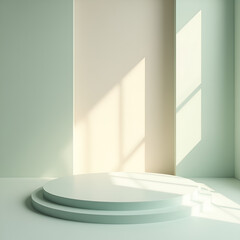 Minimalist Circular Podium Stage Mockup with Soft Lighting
