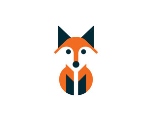 Fox logo in balanced flat icon design