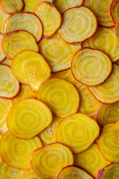 Thinly sliced yellow beets 