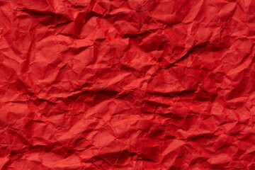 Close-up macro red crumpled paper background texture,Red crumpled paper texture background for Design. Wallpaper  for copy space