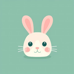 Fototapeta premium Cute Bunny Illustration: An adorable cartoon bunny, featuring big eyes and rosy cheeks, is ready to hop into your heart with its playful charm and vibrant design.