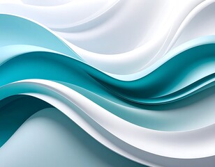 Fototapeta premium Abstract teal and white wavy design