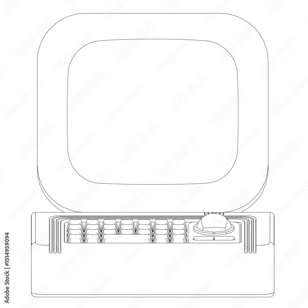 Poster a retro computer keyboard and mouse are shown on a white background. concept of nostalgia, as it is 