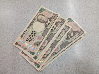 Japanese money. Stack of 10 thousand yen bills,