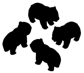 Four Panda are standing in a circle. The Panda are black and white. The image has a playful and whimsical mood. Isometric view