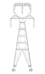 A tall power tower with many wires and poles. It is a very important structure that provides electricity to many people