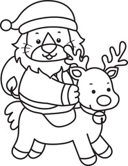 Outline of Cute Lion icon. Lineart of Funny baby Lion animal series stock illustration. life of fluffy Lion designs.