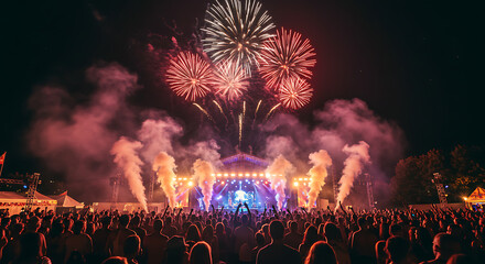 Spectacular Fireworks Display at Night Concert