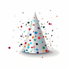 Party Hat with Celebration: A whimsical party hat is adorned with confetti, celebrating joy and festivities, it is perfect for any party event.