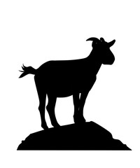 Goat silhouette on hill, goat silhouette illustration for eid al-adha, lamb silhouette illustration. 