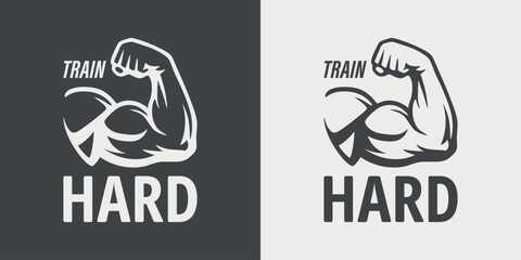 Vector Gym Logo, Gym Motivation Art. Gym Arm Icon for Fitness Apparel, Power Branding, Workout Poster, Sport Print, Bodybuilding Design, Training Graphic for Gym Wall, Merchandise, T-Shirt, Banner