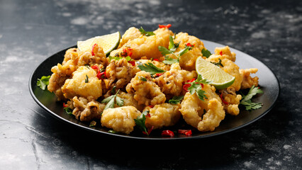 Salt and Pepper Cuttlefish. Crispy fried cuttlefish. Mediterranean food