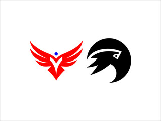 contrasting falcon bird logo facing each other.