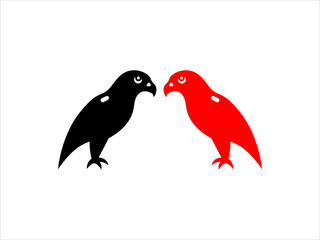 contrasting falcon bird logo facing each other.