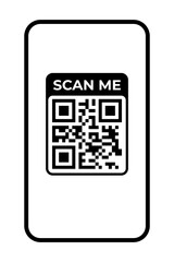 Smartphone Displaying Bold Black QR Code with "Scan Me" Label