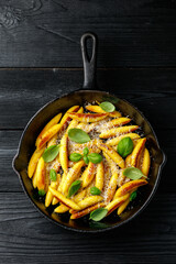 Schupfnudeln, German potato noodles, dumplings in a skillet