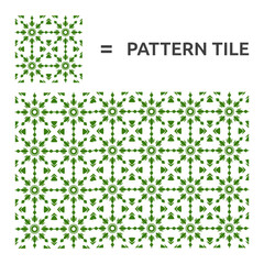 Seamless geometric pattern tile - Green decorative repeating vector design.