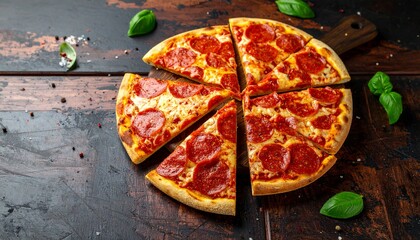 Ultra-Realistic Pepperoni Pizza on Rustic Board – High-Quality Food Image for Menus & Ads