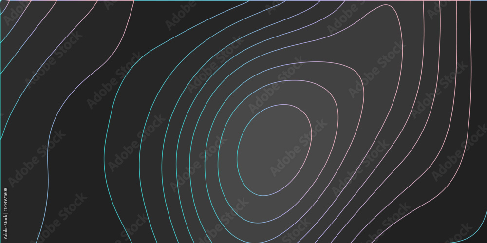 Poster abstract black blue background with topographic line map pattern. abstract wavy and curved lines bac