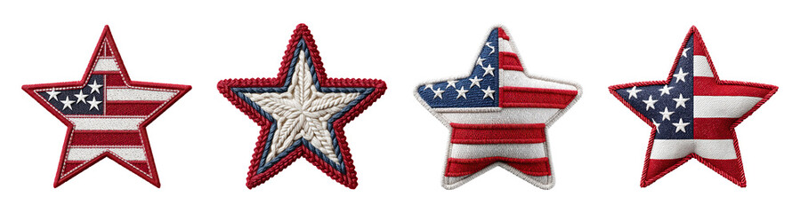 American flag star patch, patriotic embroidered star badges with red, white, and blue colors, symbolizing national pride