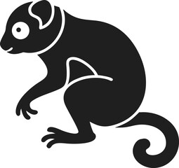 Fototapeta premium Black tarsier silhouette small primate big eyes nocturnal isolated