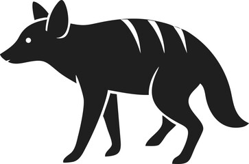 Fototapeta premium Black aardwolf silhouette wild animal mammal nocturnal isolated striped
