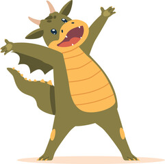 Happy dragon rejoicing feeling fun