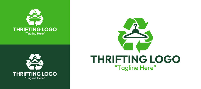 Recycling Symbol Thrift Store Logo with Sustainable Design
