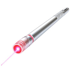 Laser Pointer, A laser pointer with a sleek metallic body, isolated on transparent background
