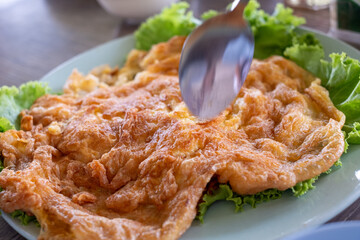 Crispy Thai Omelette on Lettuce