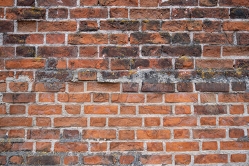Old brick wall. Texture of red brick masonry walls