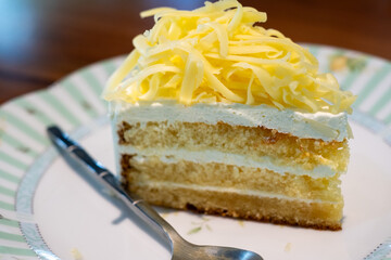Delicious Cheese Topped Cake Slice