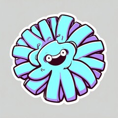 Happy Light Blue Octopus Cartoon Illustration