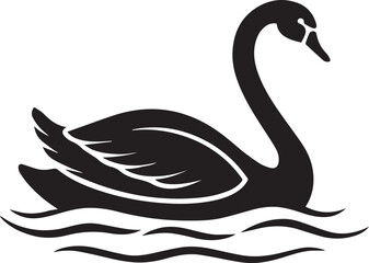Swan Silhouette Floating Curved Neck Elegant Vector