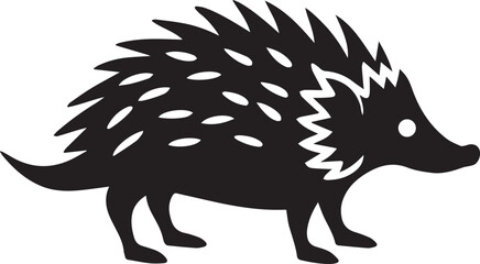 Hedgehog Silhouette Side View Spiky Back Vector Art