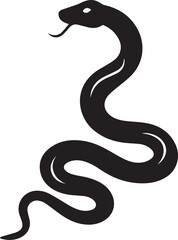 Snake Silhouette Coiled with Raised Head Flat Vector