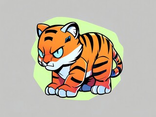 Adorable Cartoon Tiger Cub Illustration
